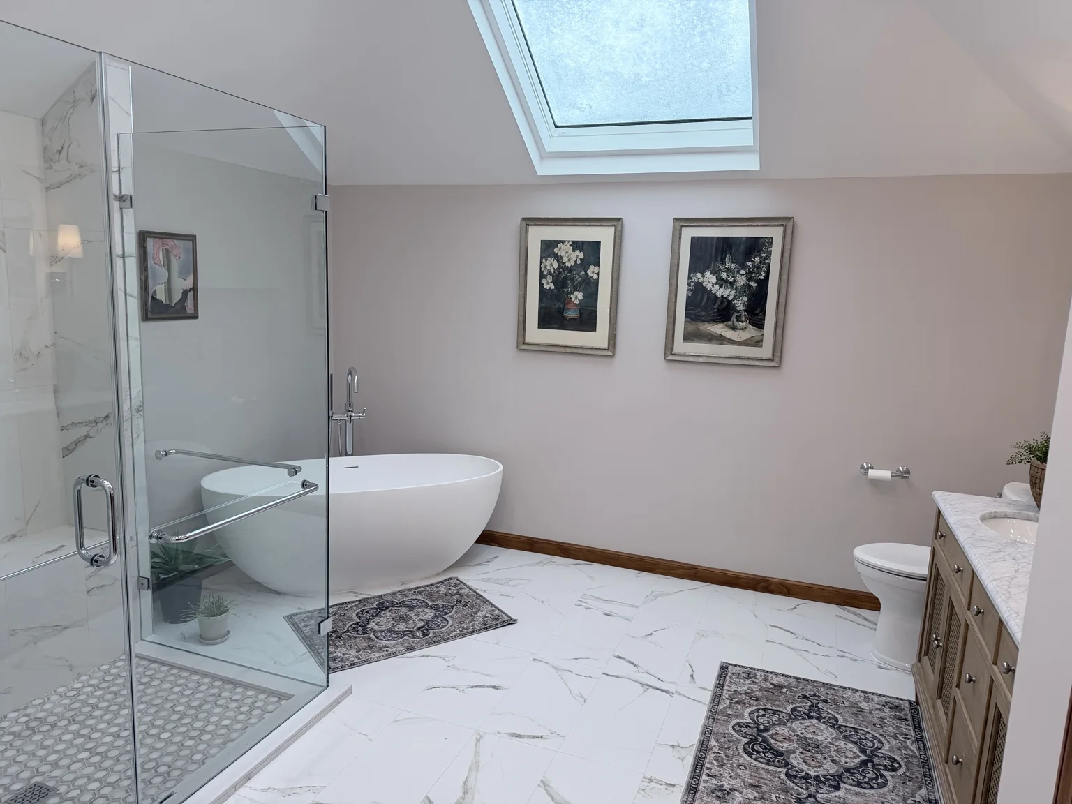 Primary bathroom after renovation in Colts Neck NJ