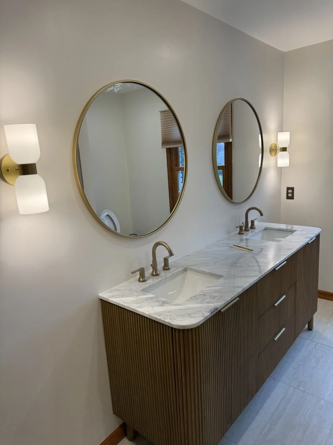 Double vanity after bathroom renovation in Colts Neck NJ