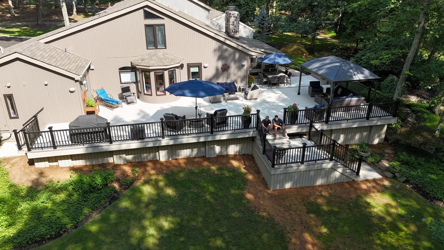 Completed composite deck and railing project in Manalapan, New Jersey